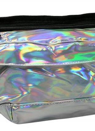 Голограмная поясная сумка из кожзама Loren SS112 серебристая