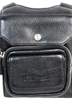Небольшая мужская кожаная сумка на плечо Giorgio Ferretti черная