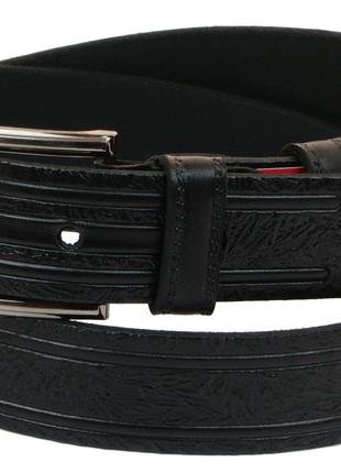Мужской кожаный ремень под брюки Skipper 1000-35 черный 3,5 см