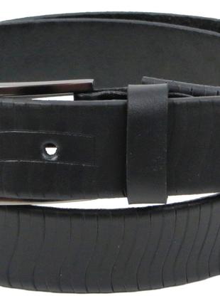 Мужской кожаный ремень для брюк Skipper, Украина 1471-35 черный