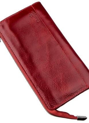 Яркий женский клатч кожаный SHVIGEL 16185 Красный