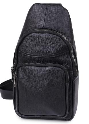 Небольшая кожаная мужская сумка через плечо Vintage 20202 Черный