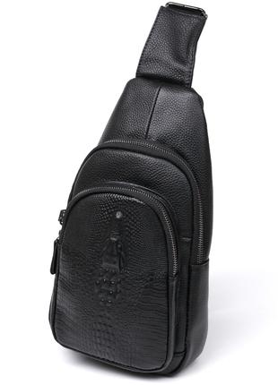 Модна шкіряна чоловіча сумка через плече Vintage 20673 Чорний
