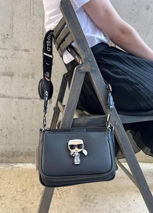 Женская сумка через плечо стильная Сумка Karl Lagerfeld, черна...