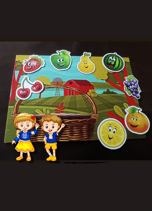 Игры для развития в детском саду и дома.Фетровые фрукты.