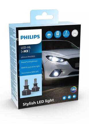 Комплект LED Philips H3 Ultinon Pro 3022