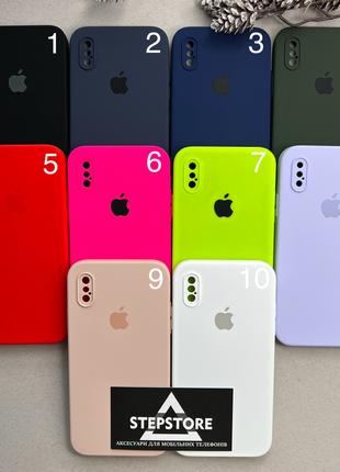 Чехол КВАДРАТНЫЙ Silicone case для iPhone X Xs 5.8 с закрытым ...