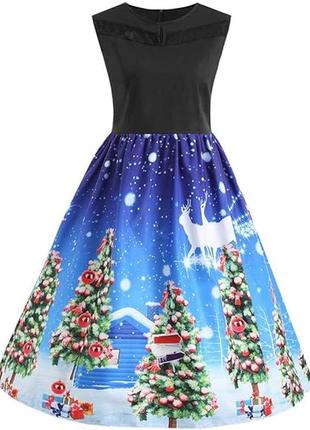 Карнавальное платье в новогодний принт No18
