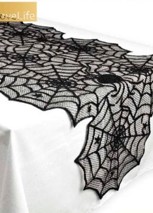 Скатерть на хэллоуин "паутина с пауками" - размер скатерти 183...