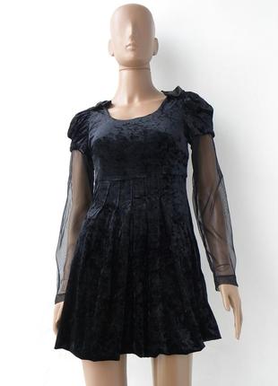 Маленькое черное платье из велюровой ткани 46 размер (40 еврор...