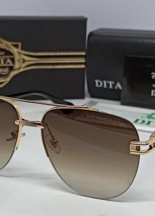 Dita очки унисекс солнцезащитные коричневый градиент в золотой...
