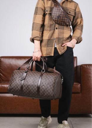 Комплект сумка + бананка Louis Vuitton коричнева клітка