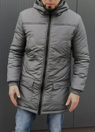 Куртка парка мужская теплая на синтепоне силикон 250 пальто пл...