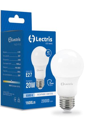 Світлодіодна лампа Lectris A65 20W 6500K 220V E27 1-LC-1112