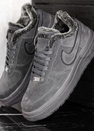 Кросівки зимові чоловічі nike air force winter suede сірий зам...