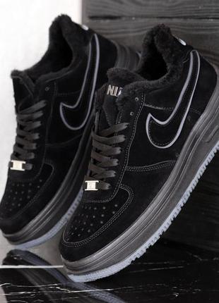 Кроссовки зимние мужские nike air force winter suede черный за...