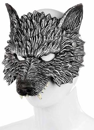 Черная маска волка RESTEQ. Маска волк из полиуретановой пены. ...