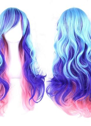 Длинные парики RESTEQ - 70см, синий, розовый, голубые волнисты...