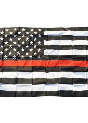 Флаг США с красной линией 150х90 см. Черно-белый флаг RESTEQ. ...