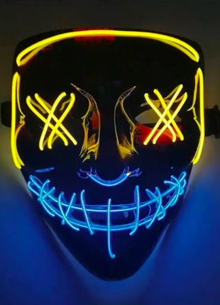 Светящаяся неоновая маска с LED подсветкой "Судная ночь"