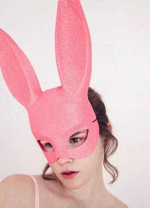 Милые уши зайца RESTEQ, Маска кролика PlayBoy, розовая блестящ...