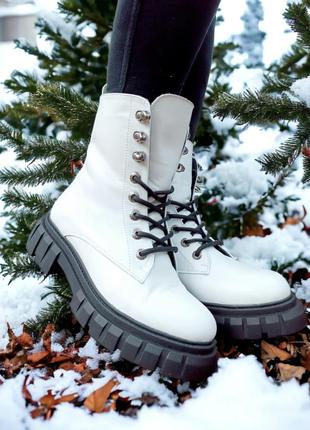Белые ботинки женские зимние zls-078/б размер 41