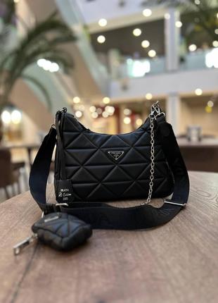 Жіноча сумка через плече прада стильна Prada чорна класична, п...