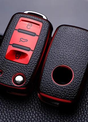 Силіконовий червоний чехол на ключи для Volkswagen Bora Polo T...