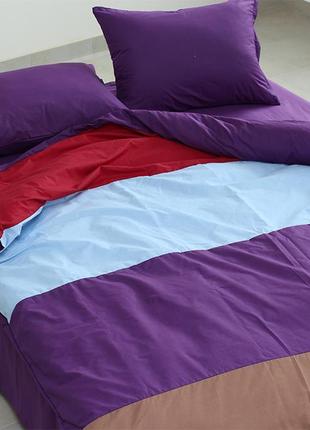 Двуспальный комплект постельного белья из ренфорса с фиолетово...