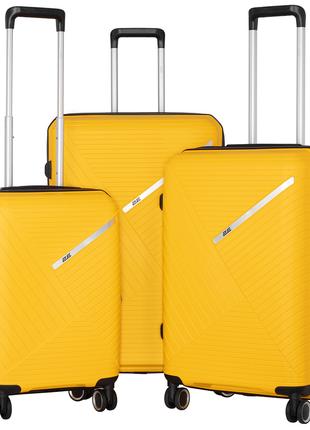 Комплект пластиковых чемоданов 2E SIGMA EXP 4 колеса желтый
