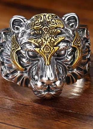 Модное мужское кольцо в виде тигра, кольцо тигр, кольцо власти...