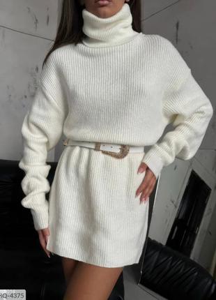 Теплое платье-свитер. ангора вязка