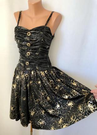 Винтаж черное платье с золотом праздничное винтажное 80ти patr...