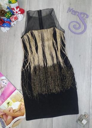 Женское платье alaii без рукавов с бахромой верх сеточка чёрно...