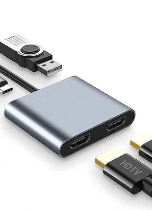 Адаптер USB C – VGA HDMI, 4 в 1 Type C – 4K HDMI/VGA/USB 3.0/U...
