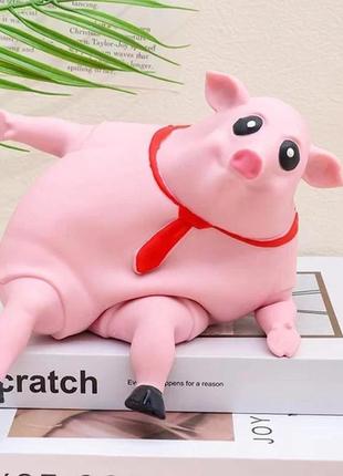 Антистрессовая игрушка сквиш big pink pig big 50см