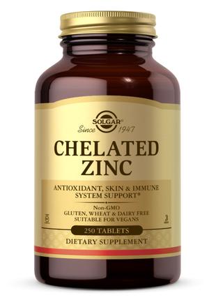 Витамины и минералы Solgar Chelated Zinc, 250 таблеток
