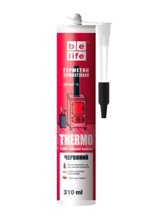 Герметик термостійкий силіконовий BeLife Thermo 600 °C червони...