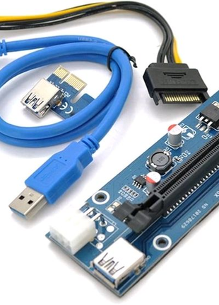 Райзер Voltronic PCI-EX, x1 => x16, 6-pin, SATA => 6Pin, USB 3.0