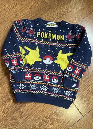 Новогодний свитер кофта реглан pokémon