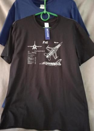 Мужская футболка с принтом f-16, в р.m,l,xl,3xl,4xl, lans