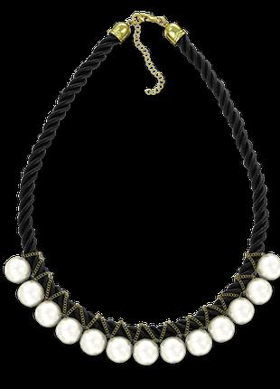 Ожерелье - жемчуг на черной нити Lambre