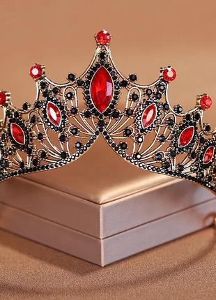 Корона #42 диадема метал красные камни