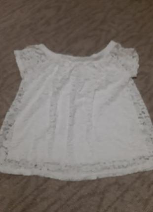 Блузка белая кружево гипюр