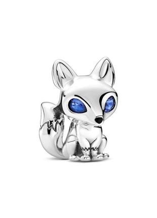 Срібна намистина «лисиця з блакитними очима»