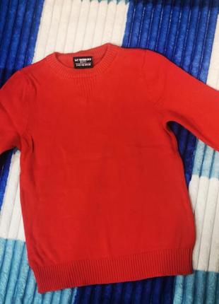 Джемпер свитер кофта красная вязаная теплая на мальчика 98-104...