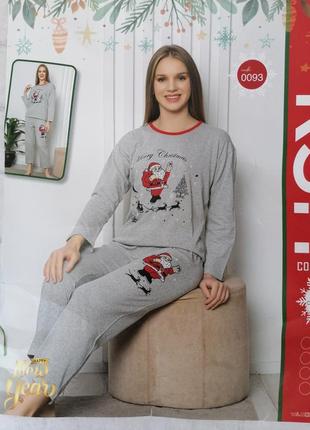 Утепленная женская пижама merry christmas начес m, l. одежда д...