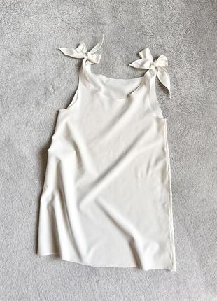 Лёгкое белое платье, сарафан с бантиками, майка, блуза
