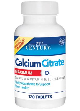 Вітаміни та мінерали 21st Century Calcium Citrate +D3 Maximum,...