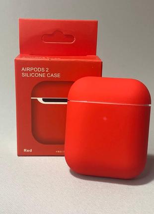 Чехол Silicone Case для AirPods 2 красный цвет Силиконовый чех...